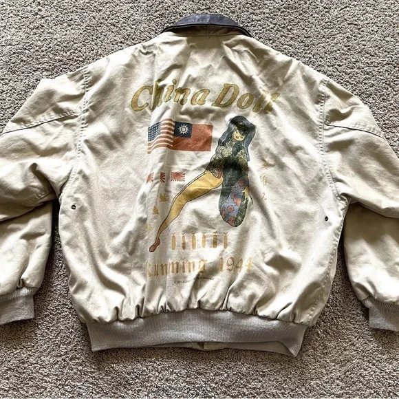 Avirex Jacket Men Large A-2 Vintage 30-1415 China Doll Tiger USA Men